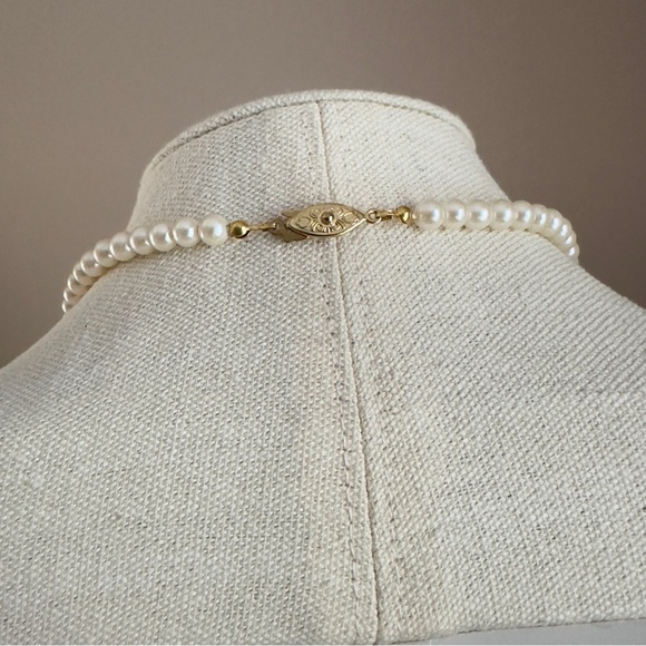 Vintage Faux Pearls Teardrop Tassels with Rhinestones Necklace - Picture 10 of 11